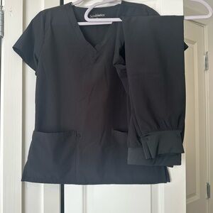Black Scrub Top and Pants Set